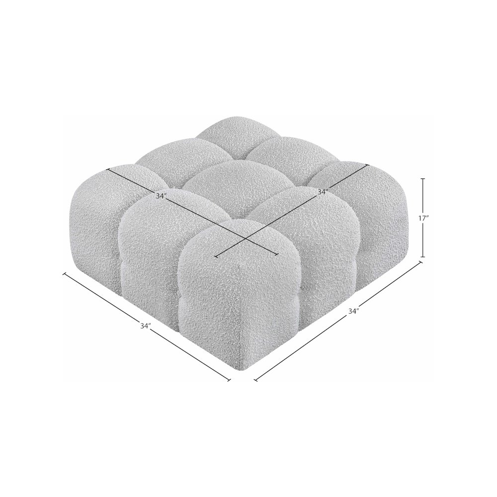 Ames Grey Boucle Fabric Ottoman. Picture 6