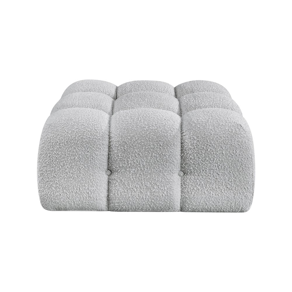Ames Grey Boucle Fabric Ottoman. Picture 2