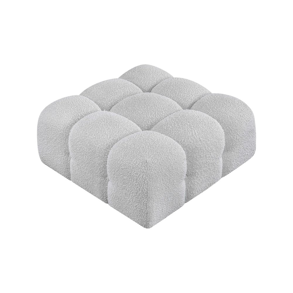 Ames Grey Boucle Fabric Ottoman. Picture 4
