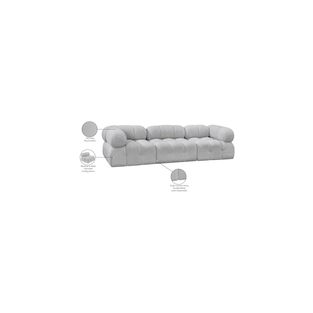 Ames Grey Boucle Fabric Modular Sofa. Picture 11