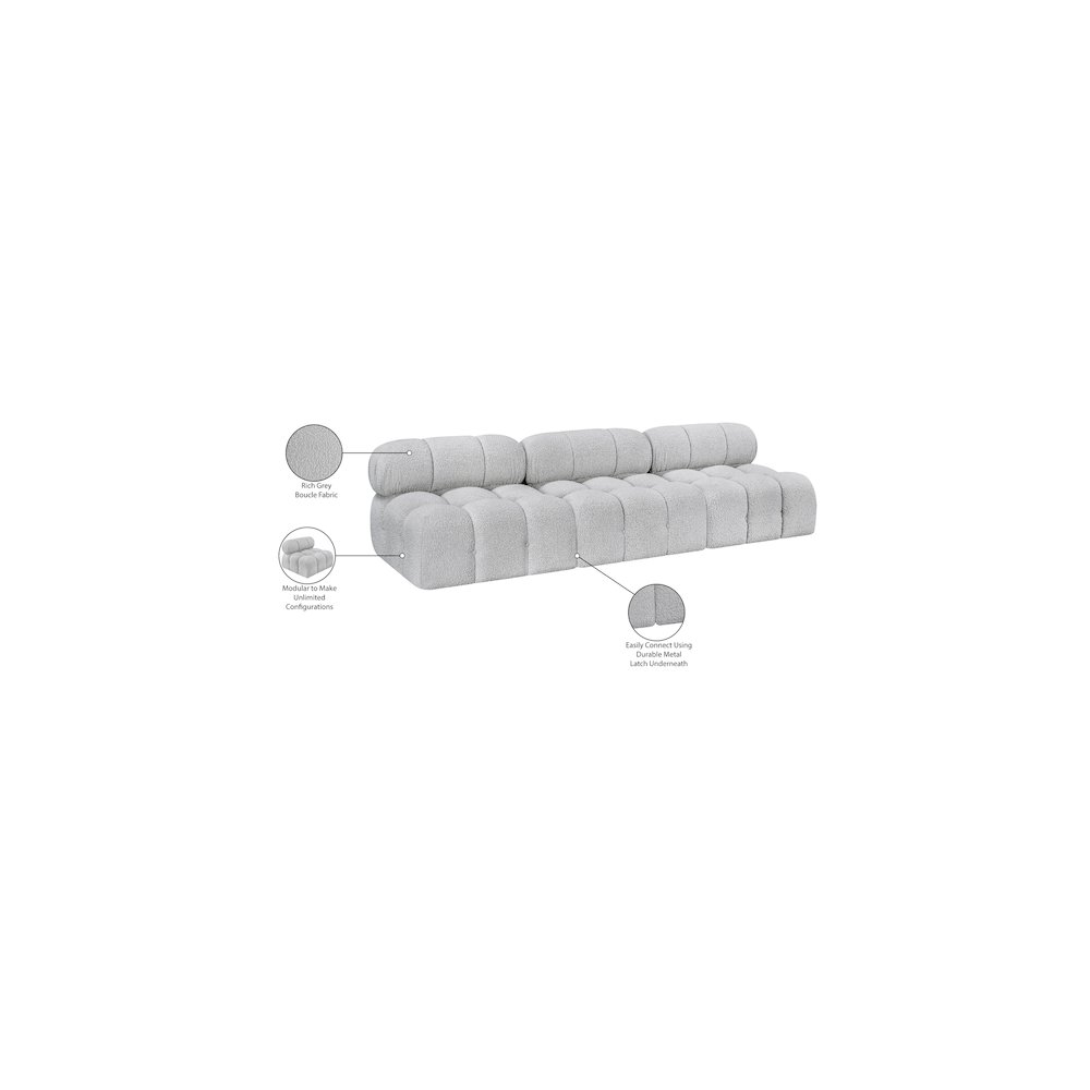 Ames Grey Boucle Fabric Modular Sofa. Picture 9
