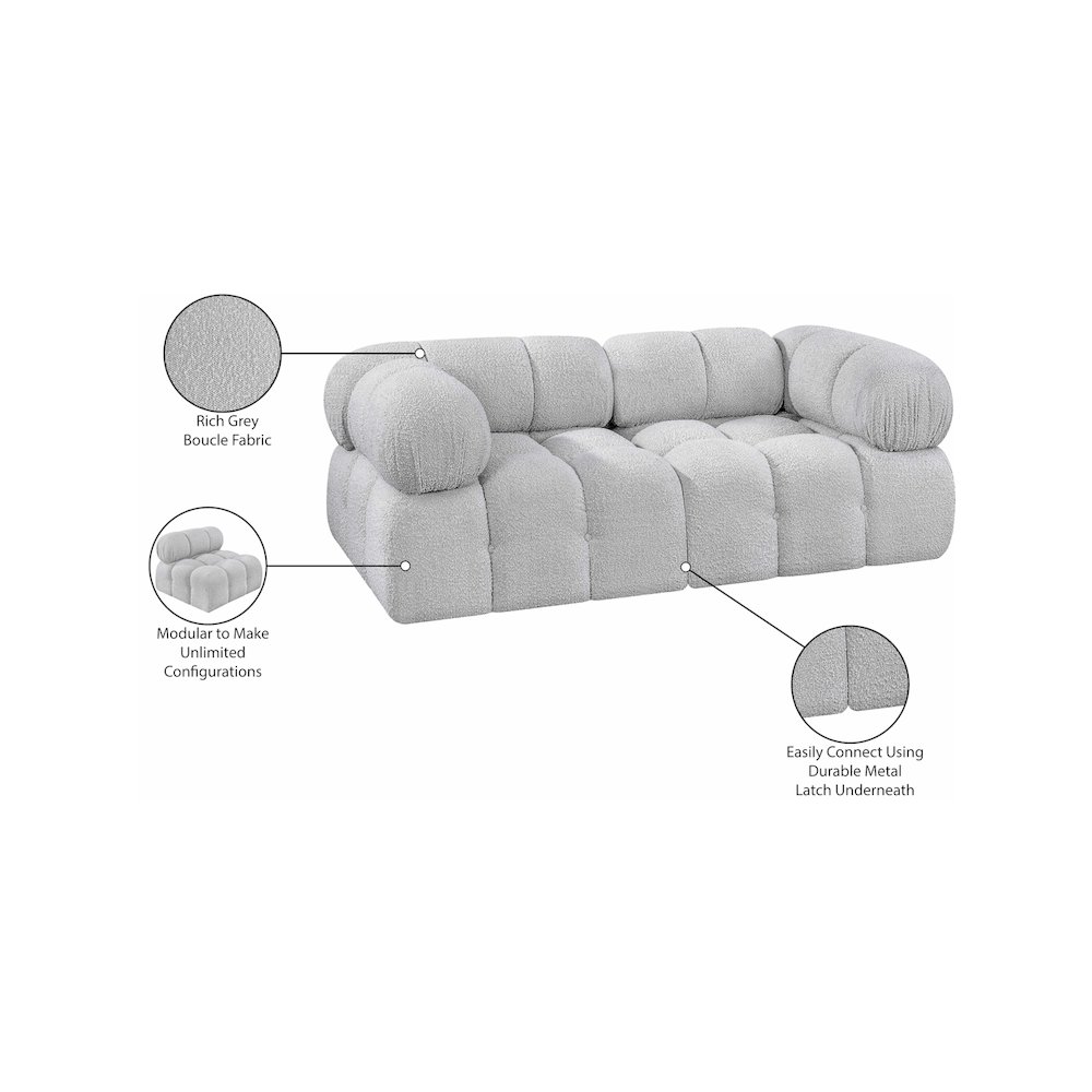 Ames Grey Boucle Fabric Modular Sofa. Picture 10