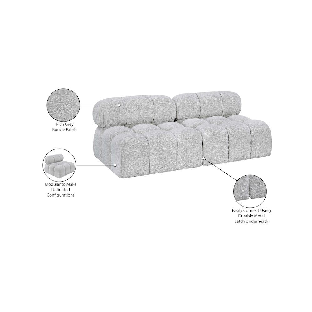 Ames Grey Boucle Fabric Modular Sofa. Picture 9