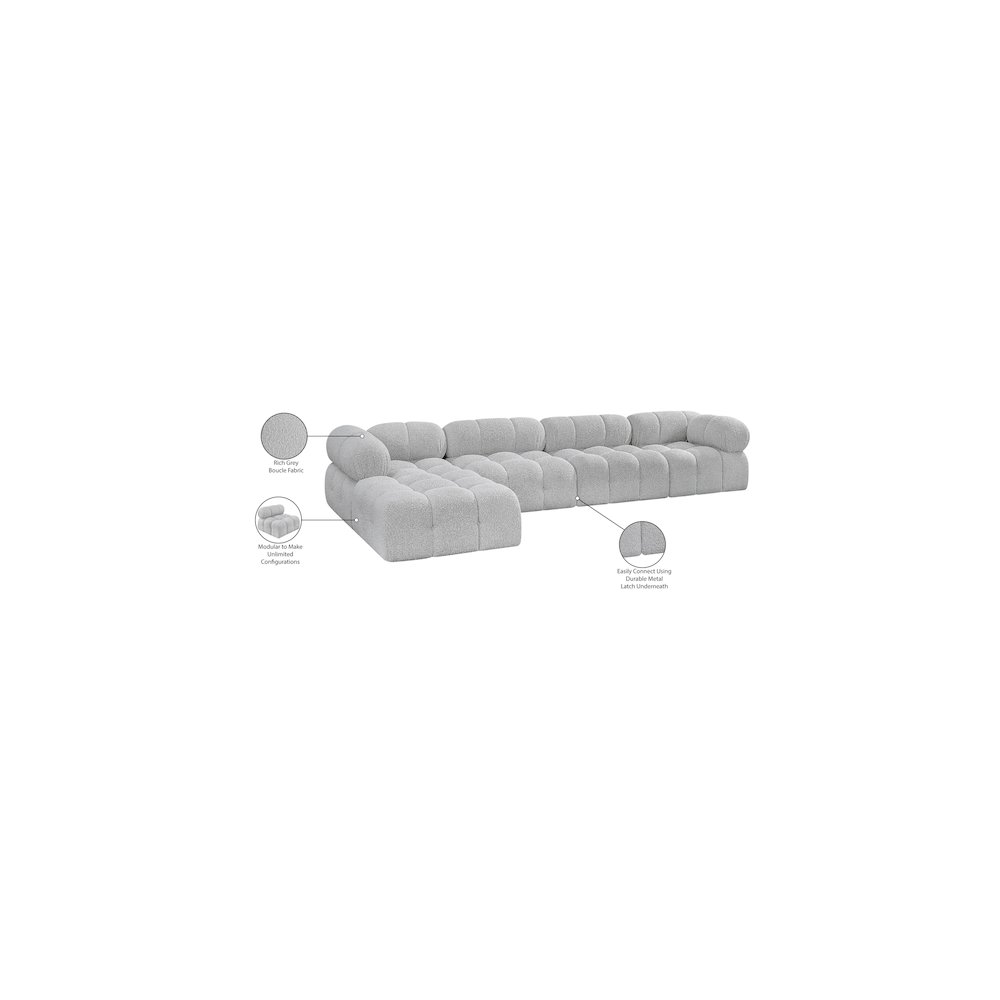 Ames Grey Boucle Fabric Modular Sectional. Picture 13