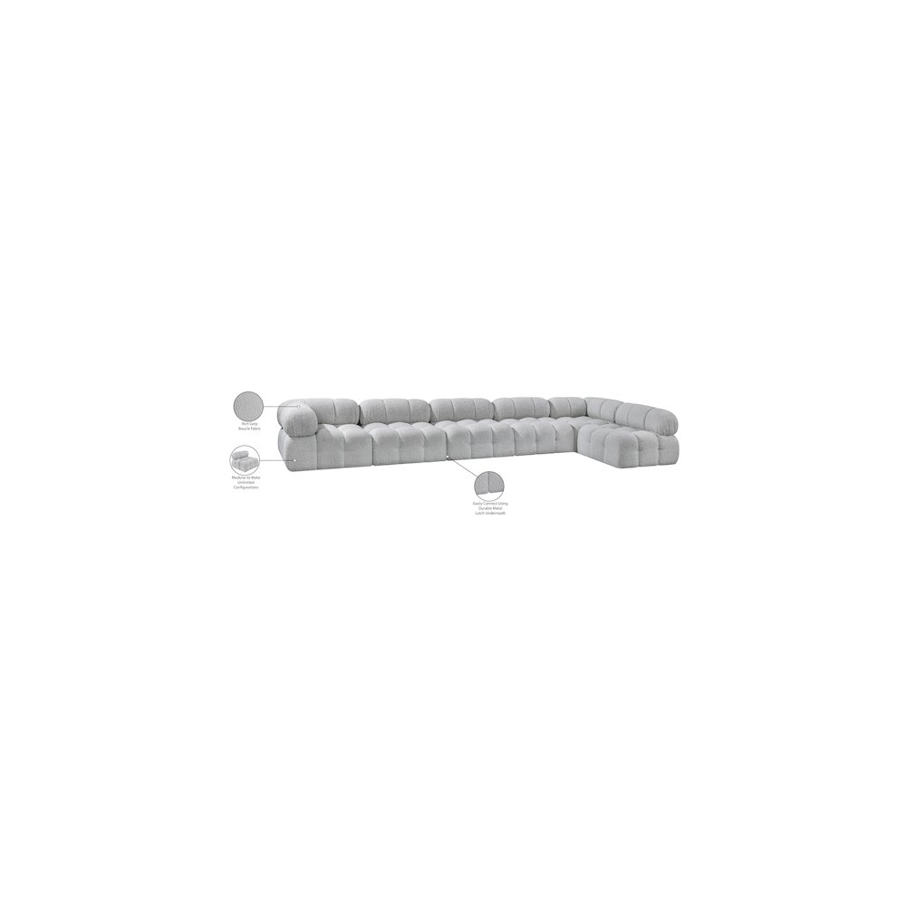 Ames Grey Boucle Fabric Modular Sectional. Picture 13
