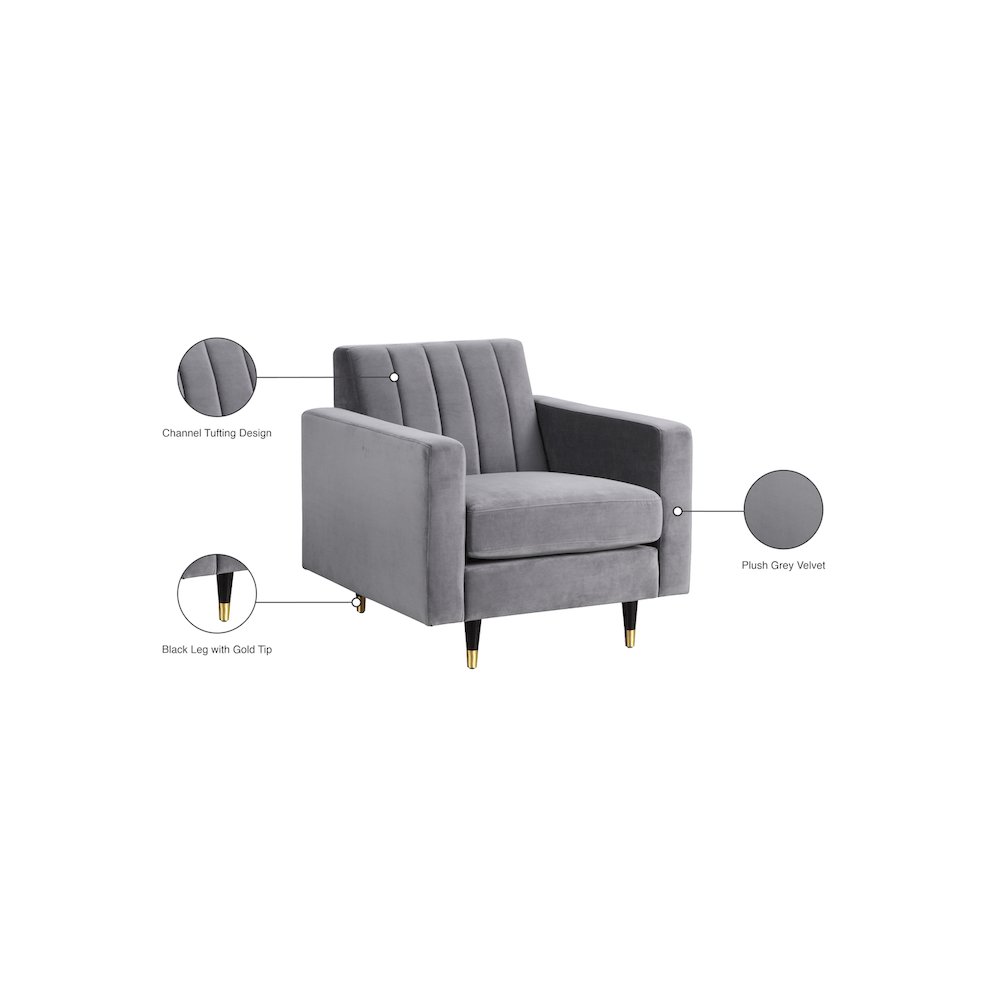 Lola Grey Velvet Chair. Picture 5