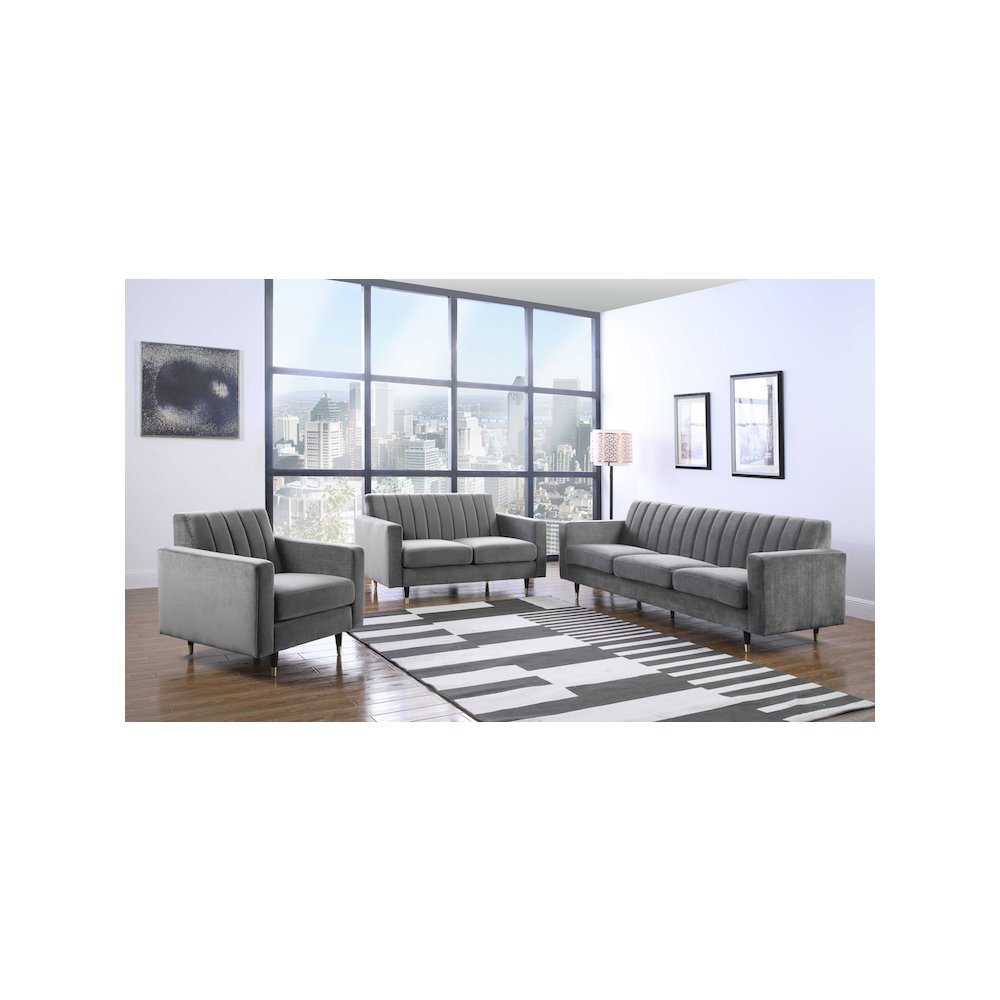 Lola Grey Velvet Chair. Picture 3
