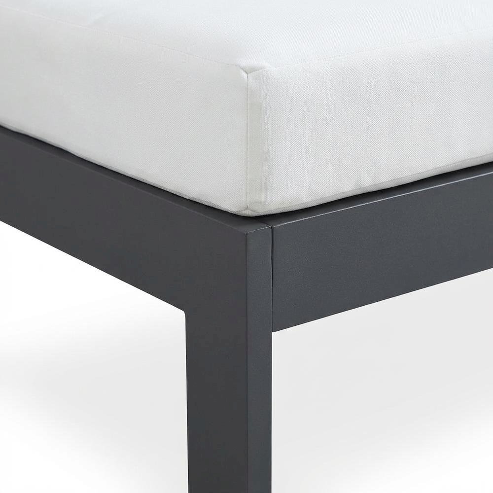 White Fabric Outdoor Patio Modular Sofa, Contemporary Style, Cushioned Seat. Picture 6
