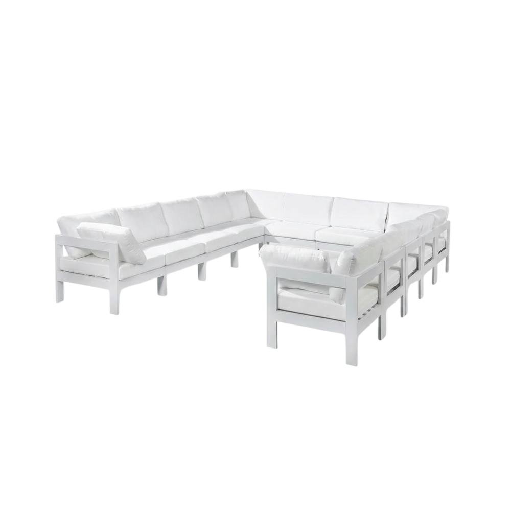 White Fabric Outdoor Patio Modular Sectional For Contemporary Style. Picture 1
