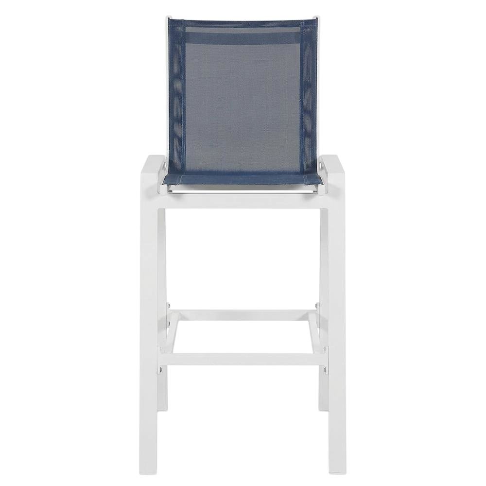 Navy Mesh Fabric Outdoor Patio Barstools Set Of 2 With Contemporary Style. Picture 4