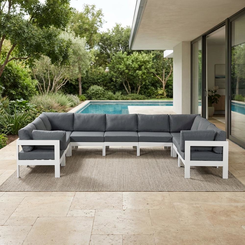 Gray Fabric Outdoor Patio Modular Sectional With Contemporary Design. Picture 3