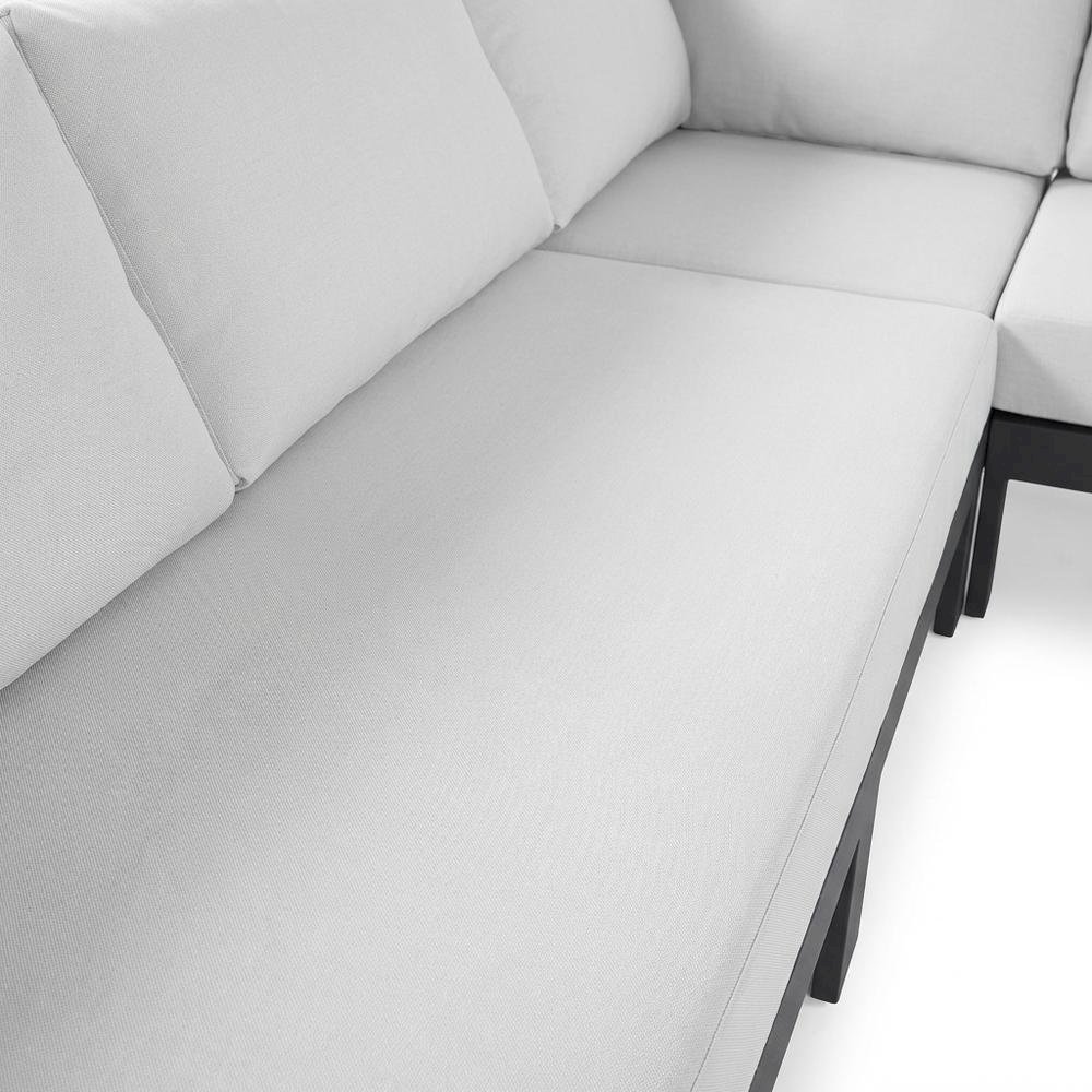 Water-Resistant Fabric Outdoor Patio Sectional in White with Contemporary Style. Picture 5