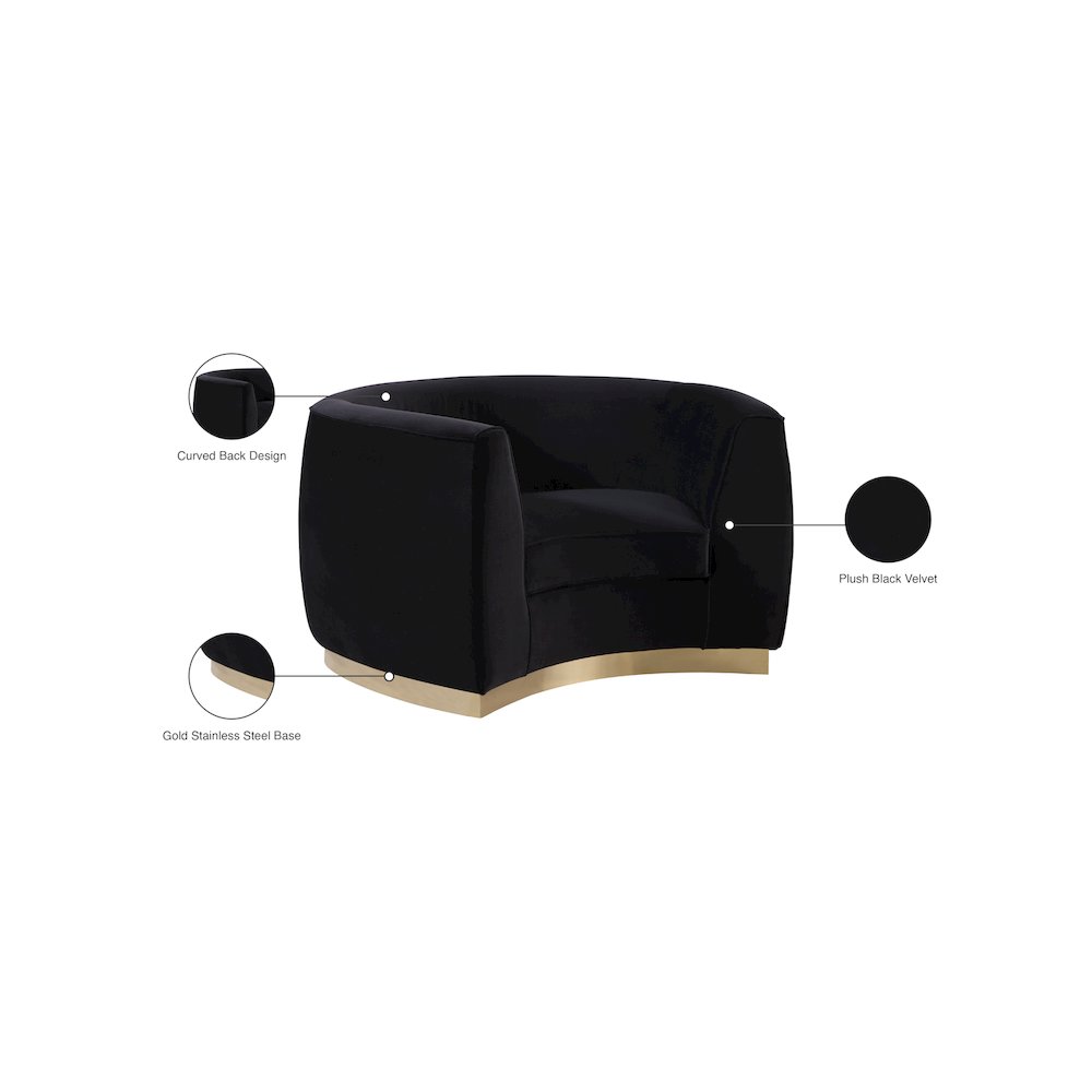 Julian Black Velvet Chair. Picture 7