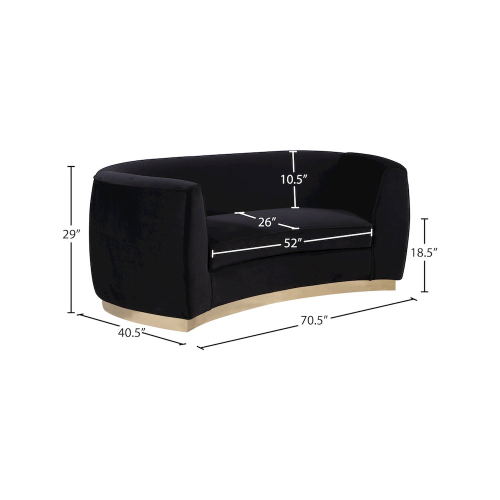 Julian Black Velvet Loveseat. Picture 6
