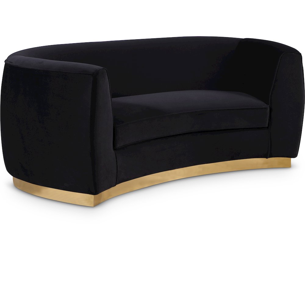 Julian Black Velvet Loveseat. Picture 1