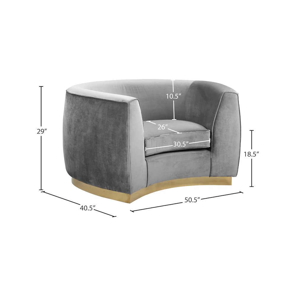 Julian Grey Velvet Chair. Picture 6