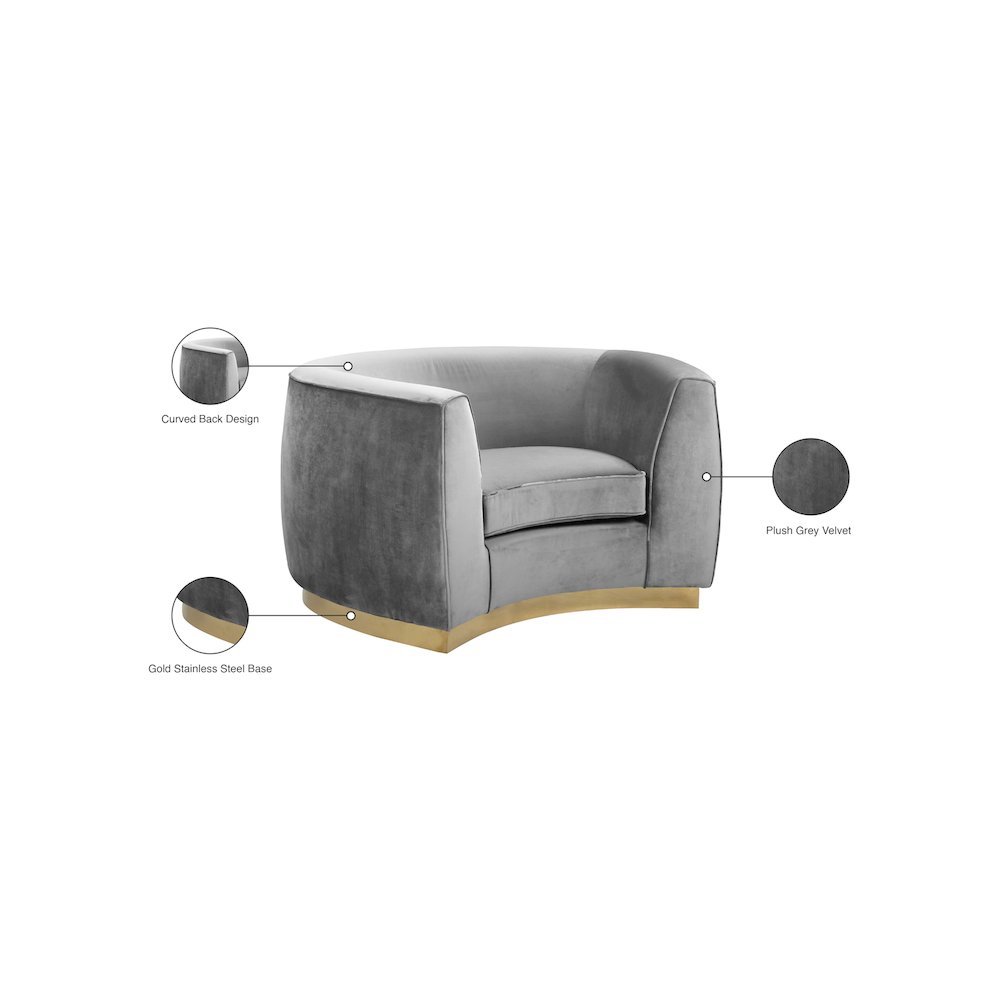 Julian Grey Velvet Chair. Picture 7