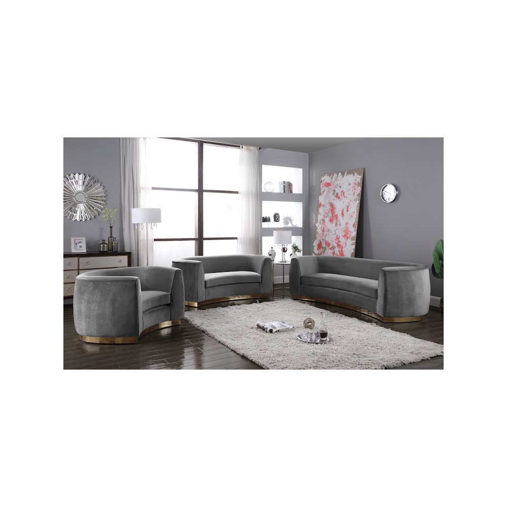 Julian Grey Velvet Chair. Picture 5