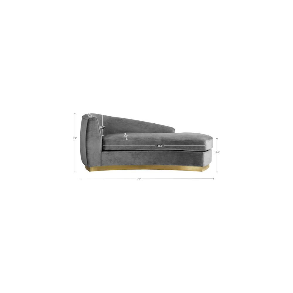 Julian Grey Velvet Chaise. Picture 4