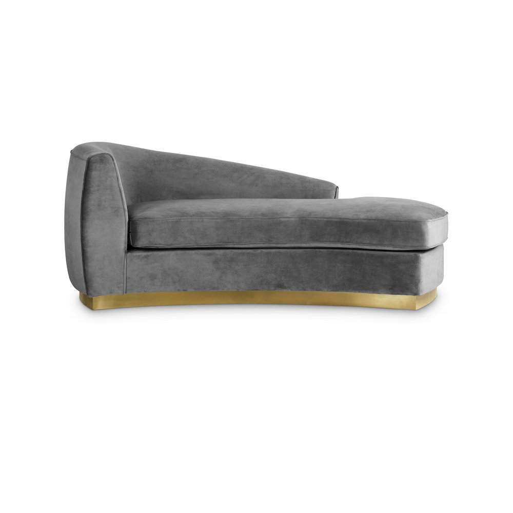 Julian Grey Velvet Chaise. Picture 1
