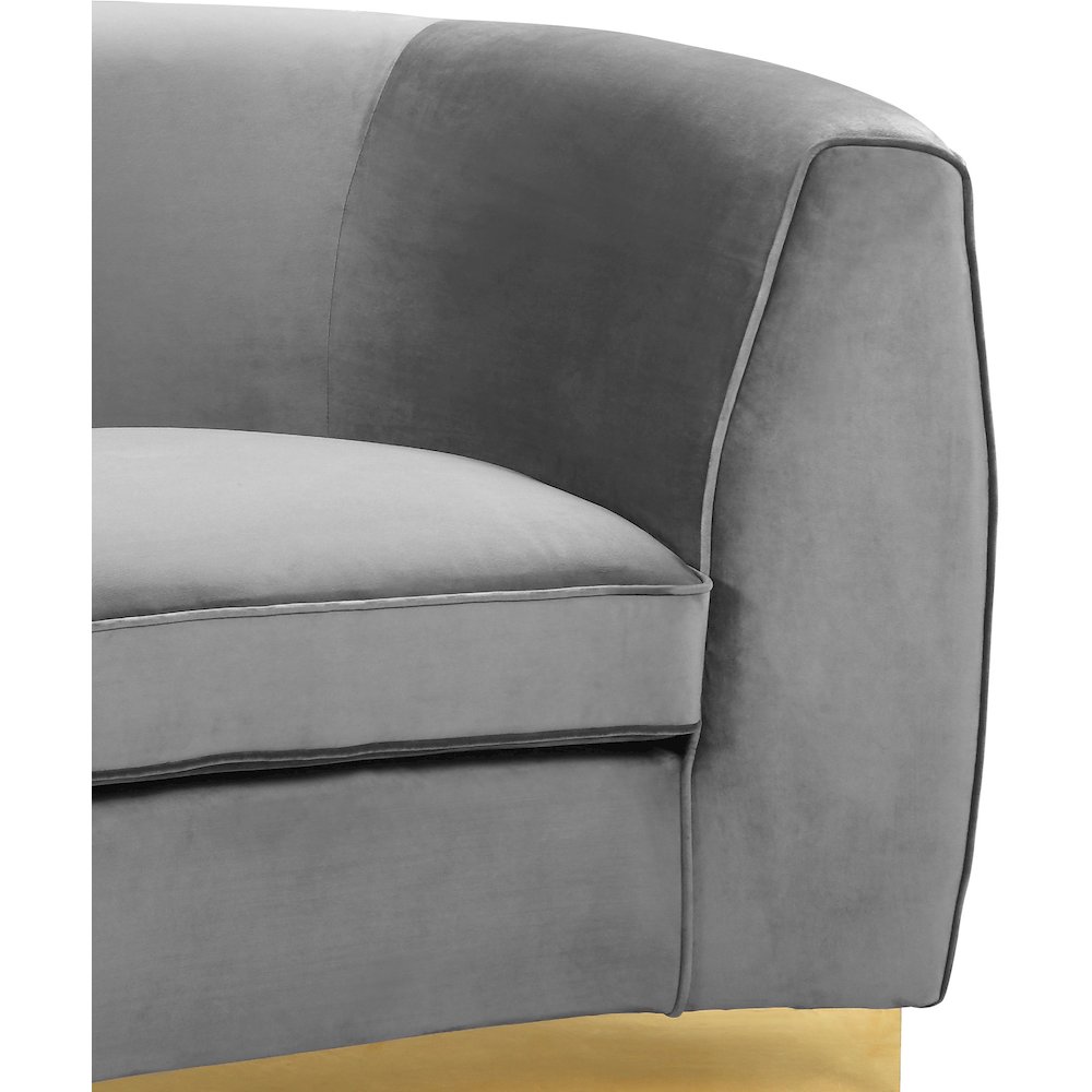 Julian Grey Velvet Loveseat. Picture 4