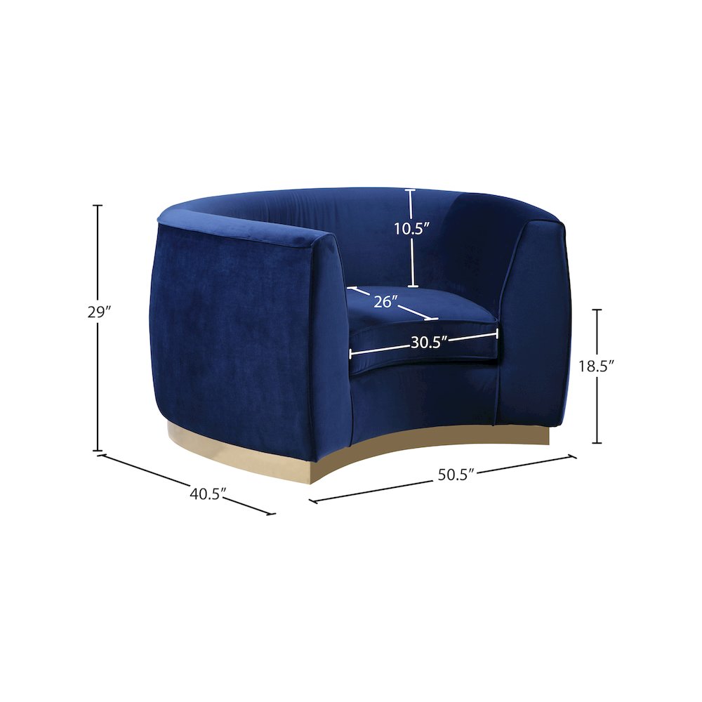 Julian Navy Velvet Chair. Picture 6