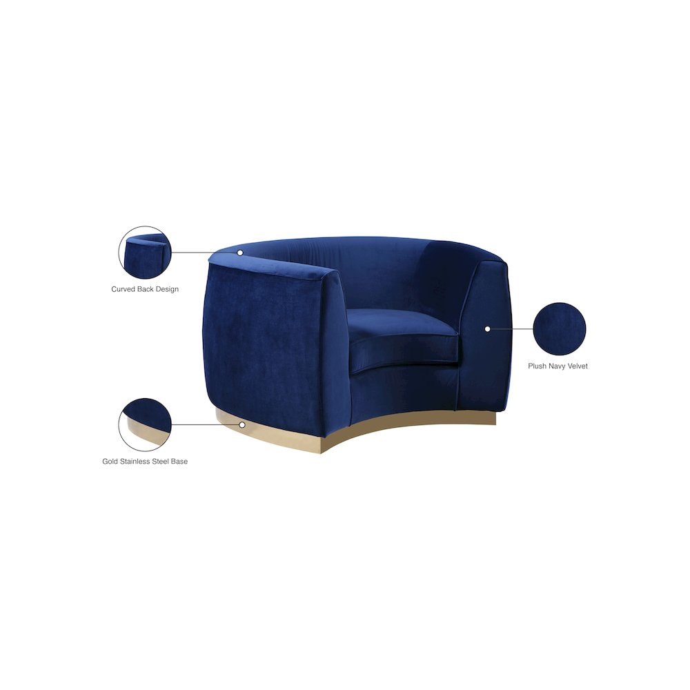 Julian Navy Velvet Chair. Picture 7
