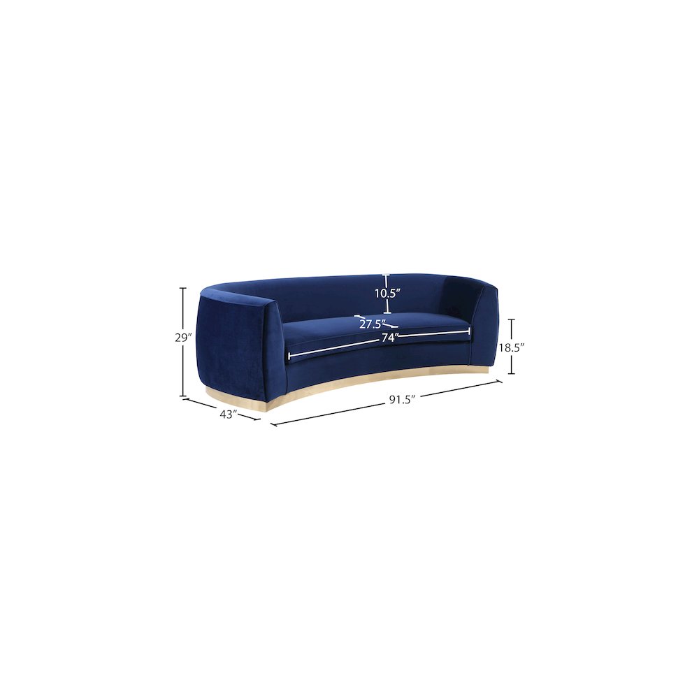 Julian Navy Velvet Sofa. Picture 6