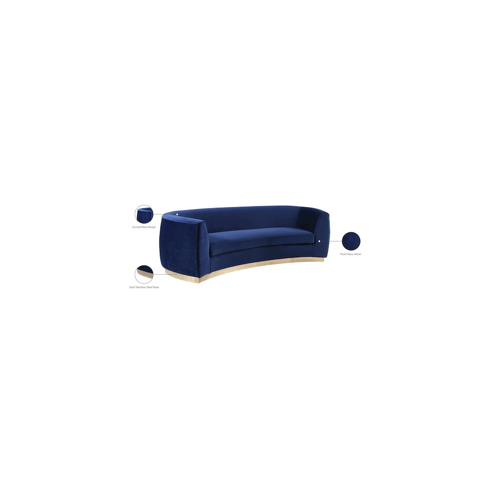 Julian Navy Velvet Sofa. Picture 7