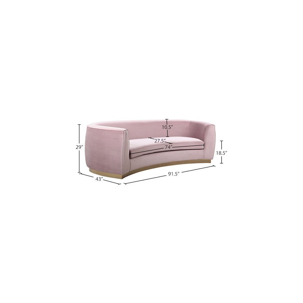 Julian Pink Velvet Sofa. Picture 6