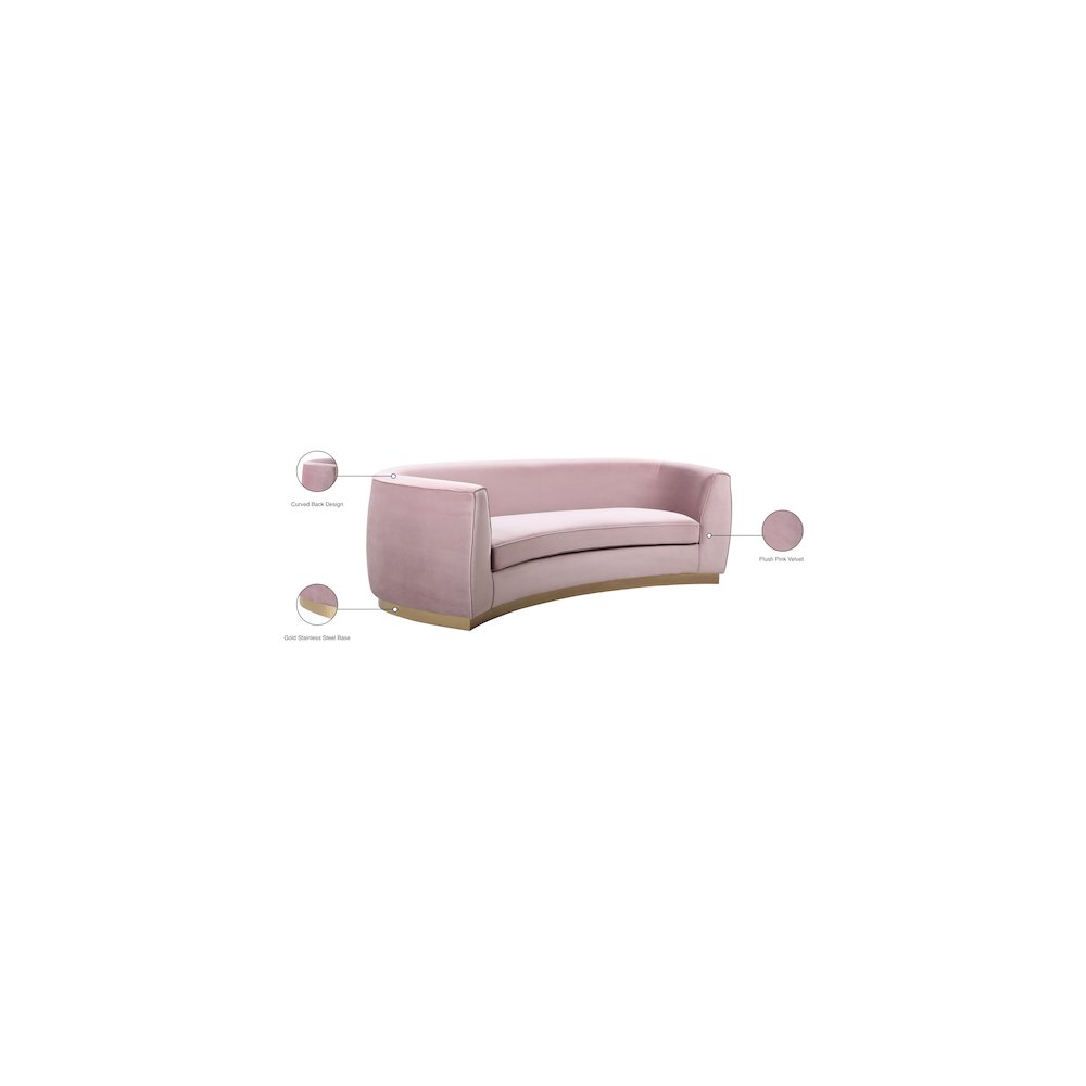 Julian Pink Velvet Sofa. Picture 7