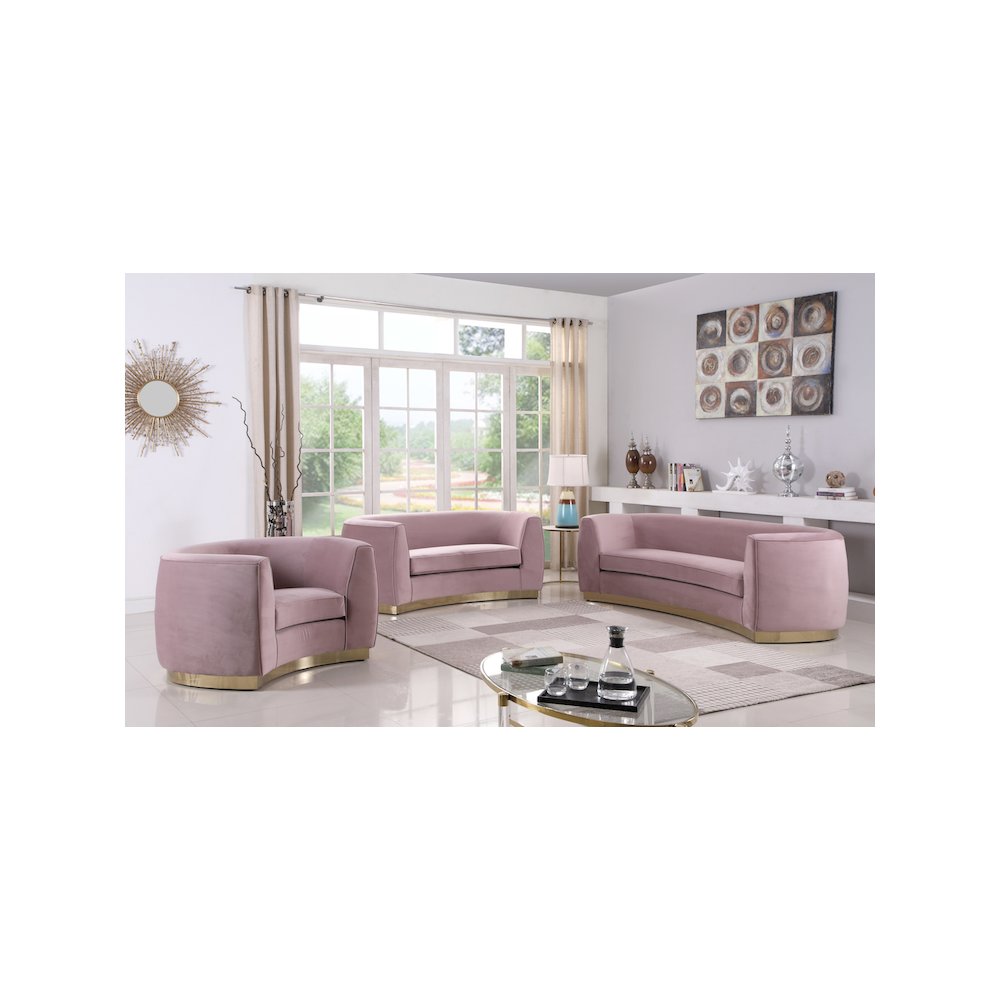 Julian Pink Velvet Sofa. Picture 5
