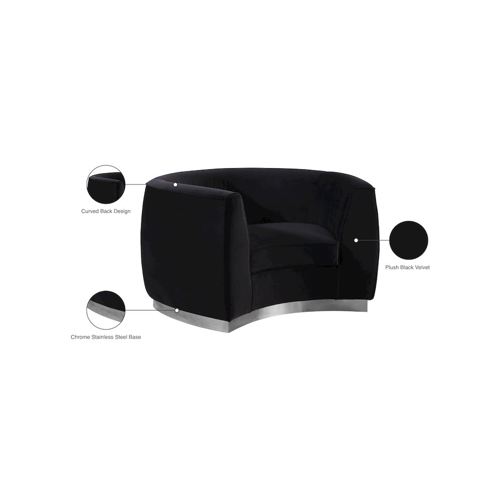 Julian Black Velvet Chair. Picture 7