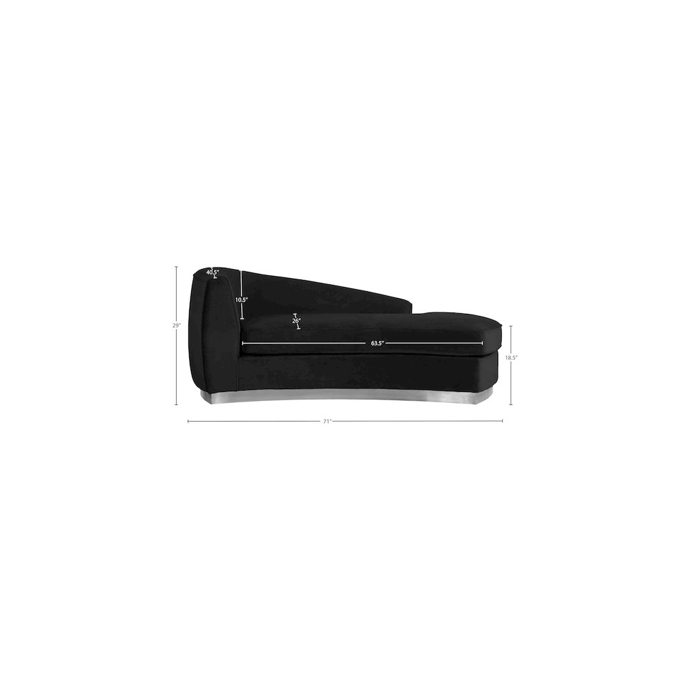 Julian Black Velvet Chaise. Picture 4