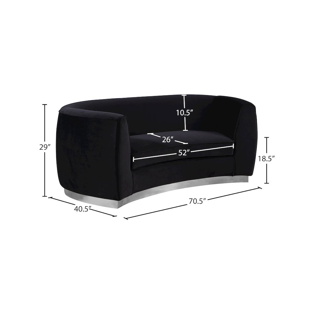 Julian Black Velvet Loveseat. Picture 6