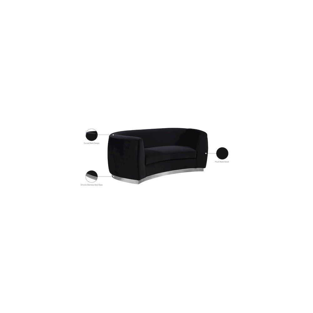 Julian Black Velvet Loveseat. Picture 7