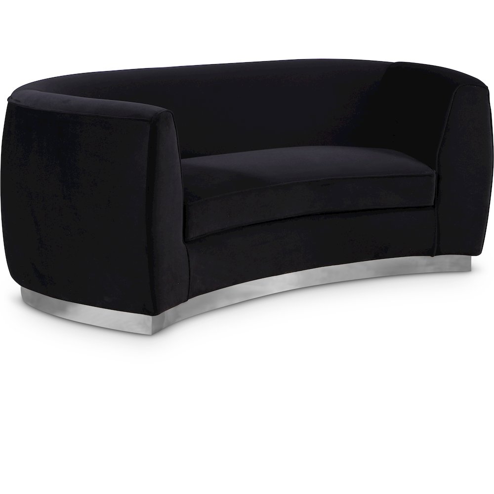 Julian Black Velvet Loveseat. Picture 1