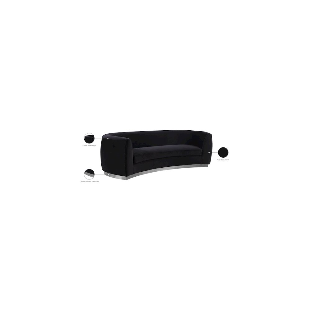 Julian Black Velvet Sofa. Picture 7