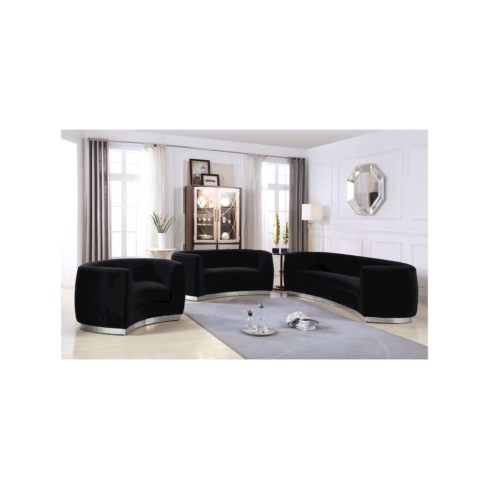 Julian Black Velvet Sofa. Picture 5