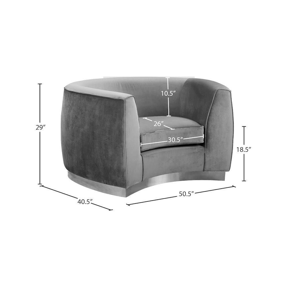 Julian Grey Velvet Chair. Picture 6