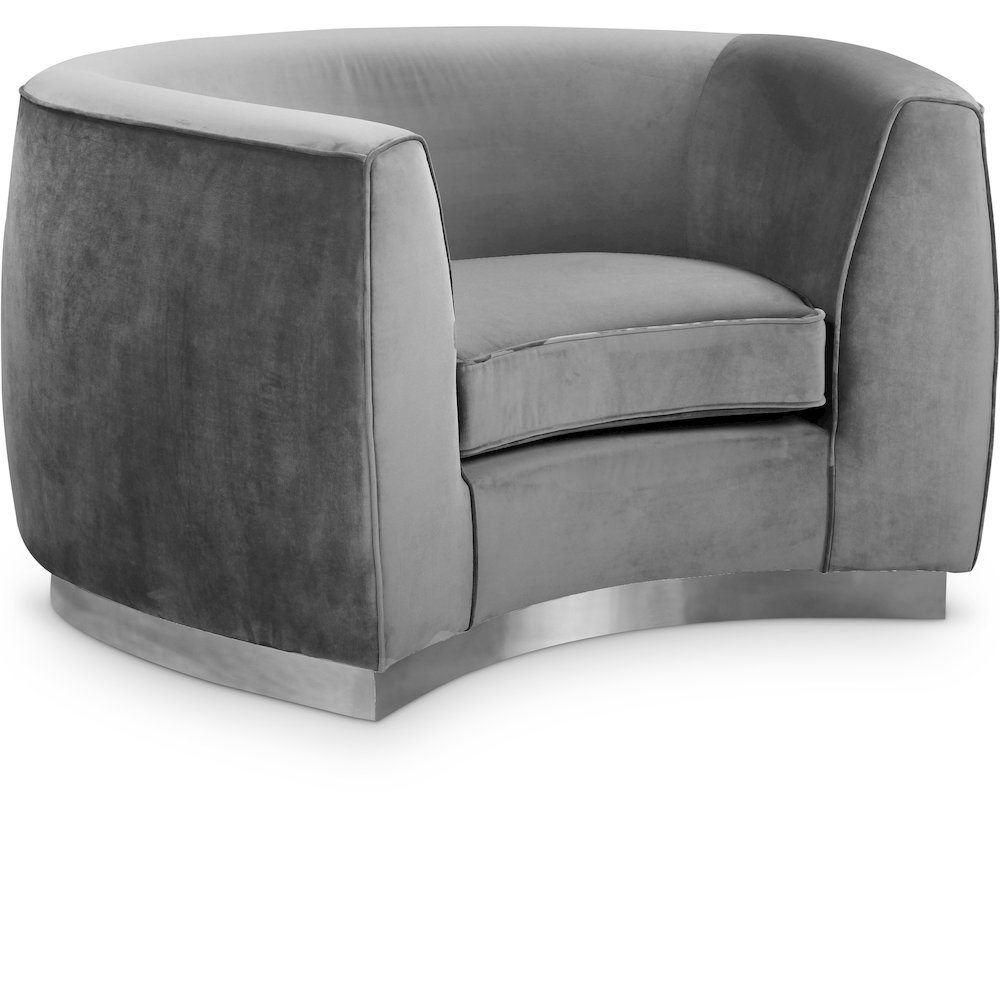 Julian Grey Velvet Chair. Picture 1