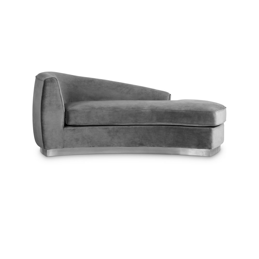 Julian Grey Velvet Chaise. Picture 1