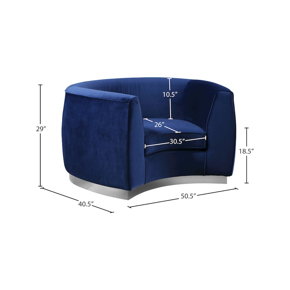 Julian Navy Velvet Chair. Picture 6