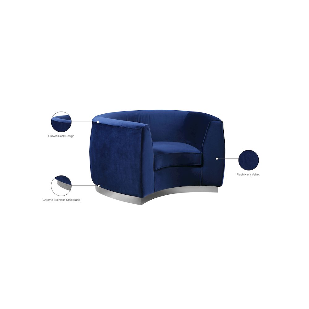 Julian Navy Velvet Chair. Picture 7
