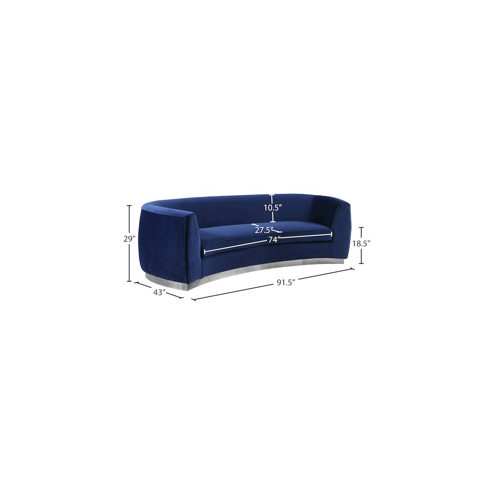 Julian Navy Velvet Sofa. Picture 6