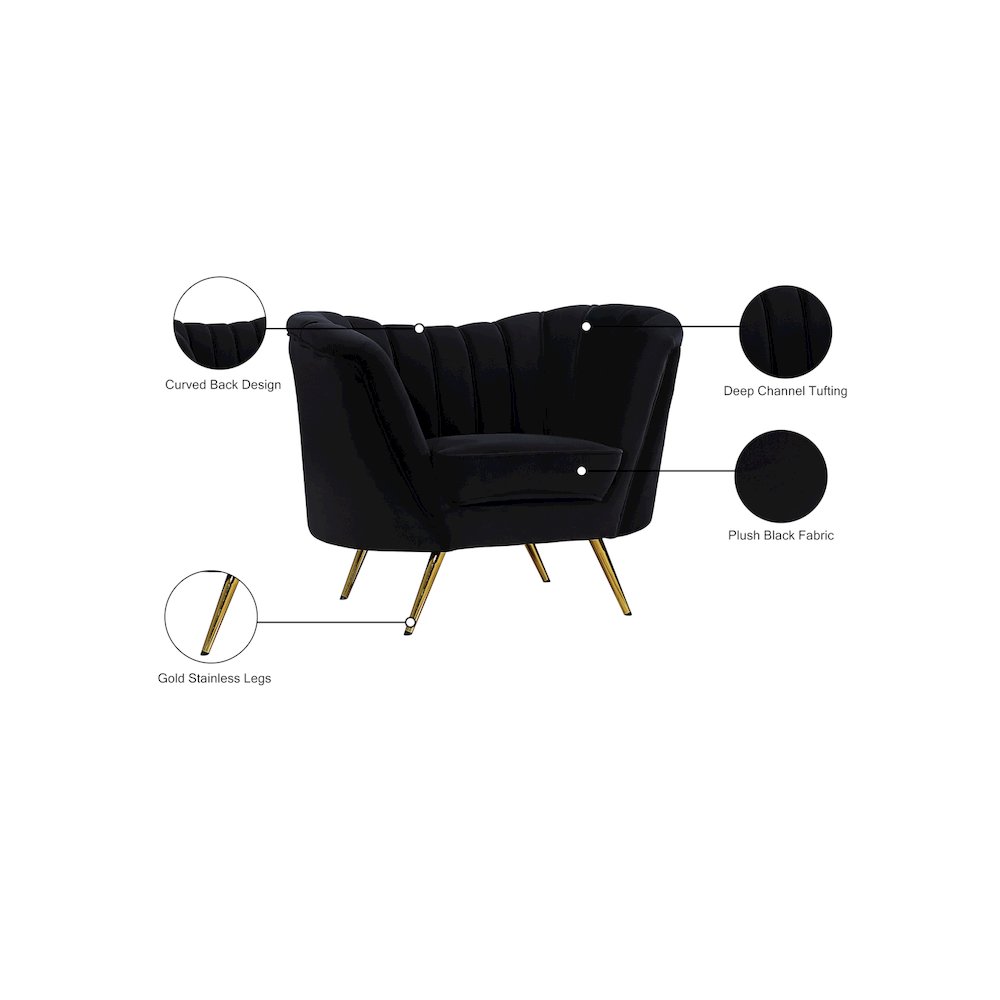 Margo Black Velvet Chair. Picture 6