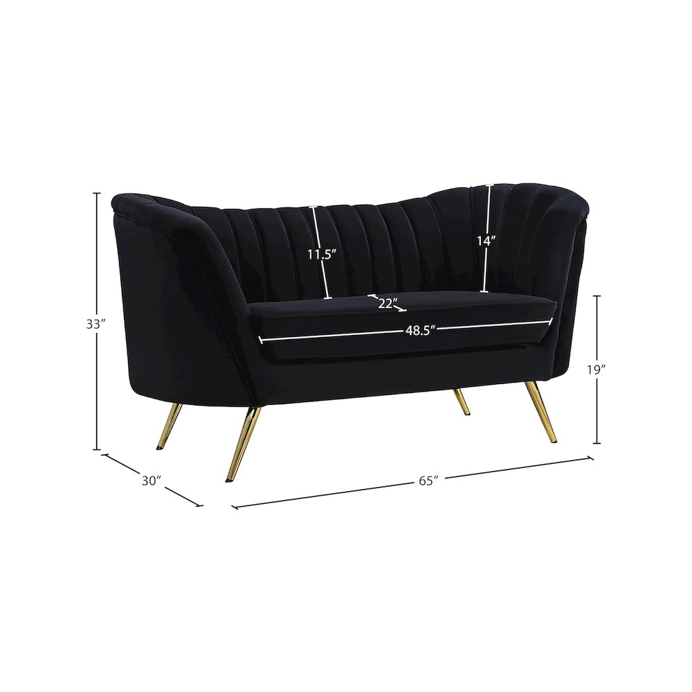 Margo Black Velvet Loveseat. Picture 5