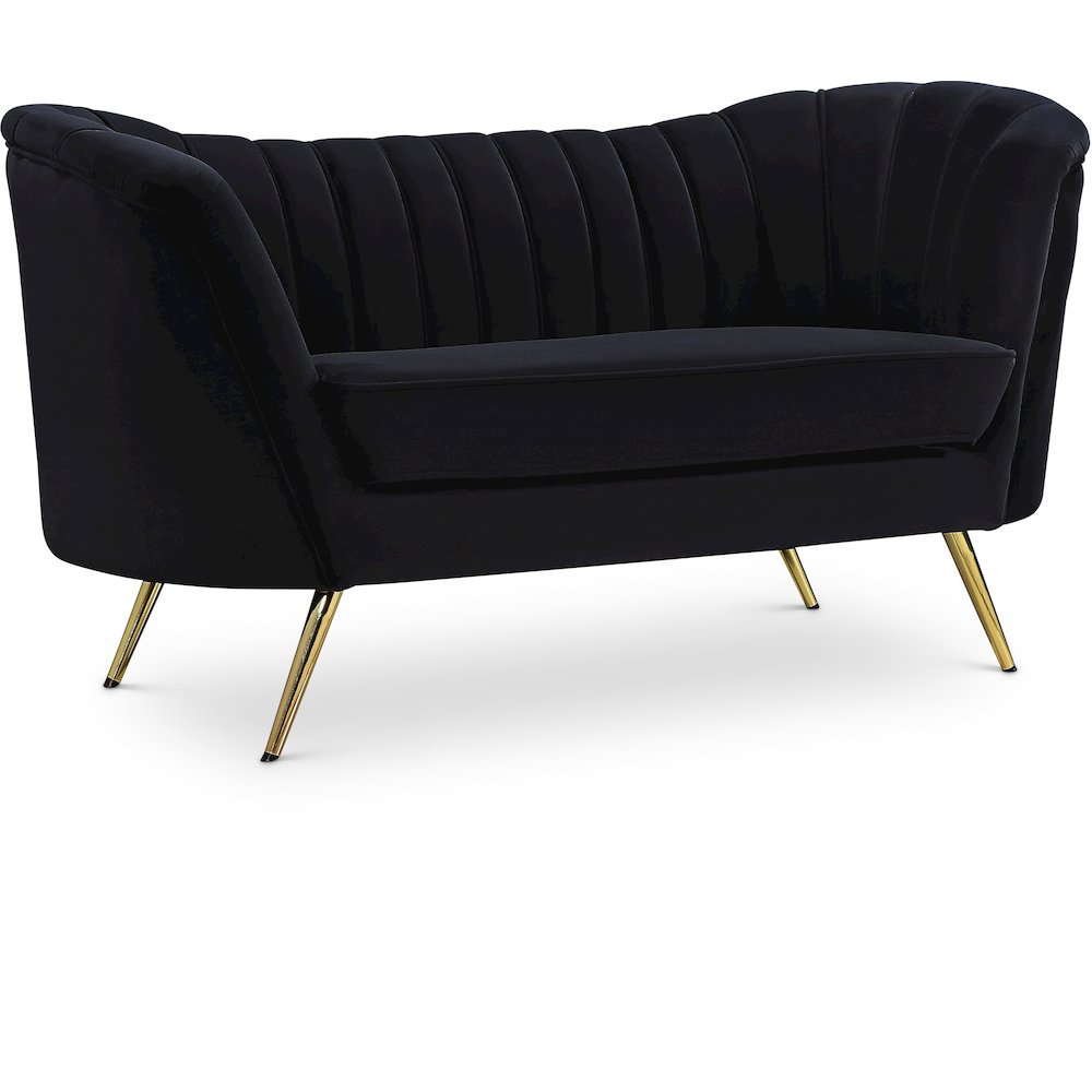 Margo Black Velvet Loveseat. Picture 1