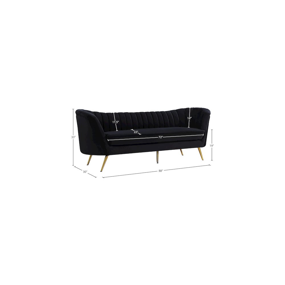 Margo Black Velvet Sofa. Picture 6