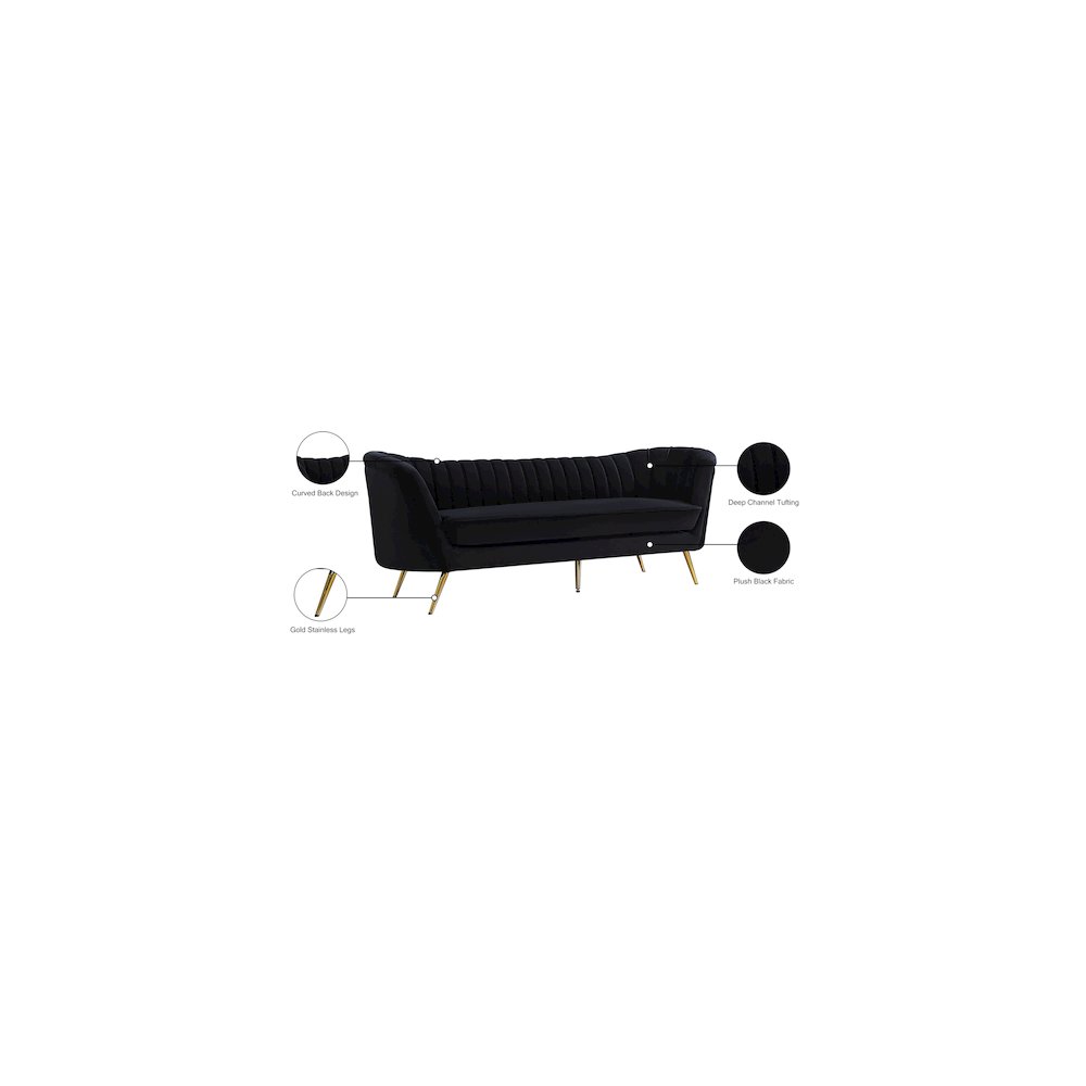 Margo Black Velvet Sofa. Picture 7
